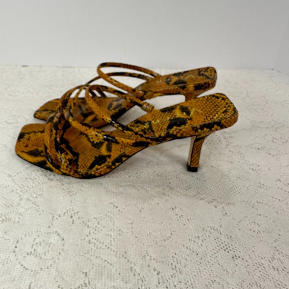 Vicenza Strappy Heels, Pumps, Snakeskin Python black and Orange, Leather 9M